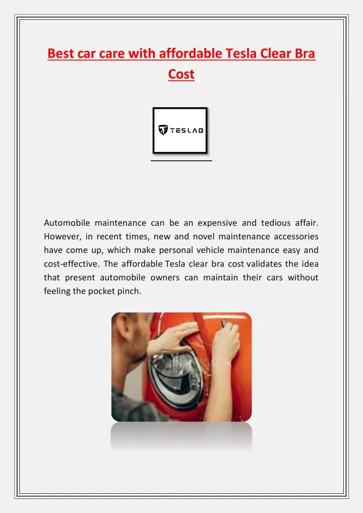 PPT - Best car care with affordable Tesla Clear Bra Cost PowerPoint Presentation - ID:13031894