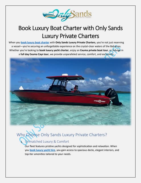 Book Luxury Boat Charter with Only Sands Luxury Private Charters.pdf