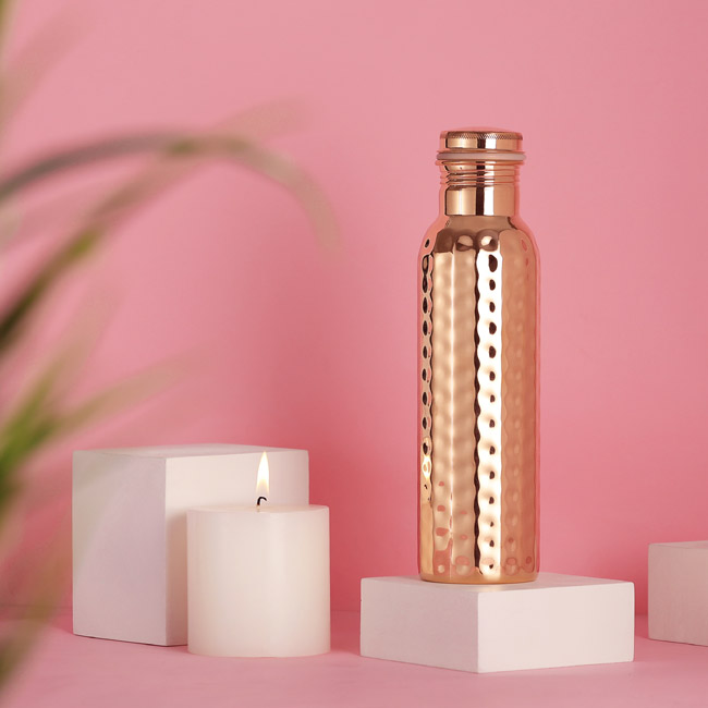 Hammered Copper Water Bottle-Elevate Hydration & Wellness