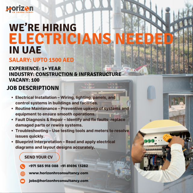 ELECTRICIAN | Horizon Capital HR Consultancy