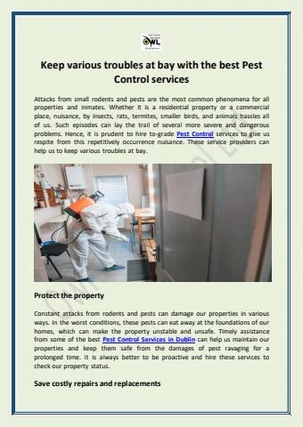 Keep various troubles at bay with the best Pest Control services