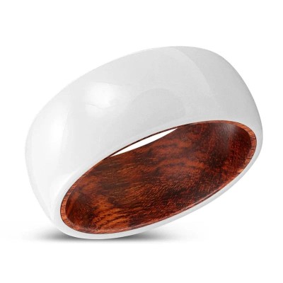 NURTURE | Snake Wood, White Ceramic Ring, Domed Profile Picture
