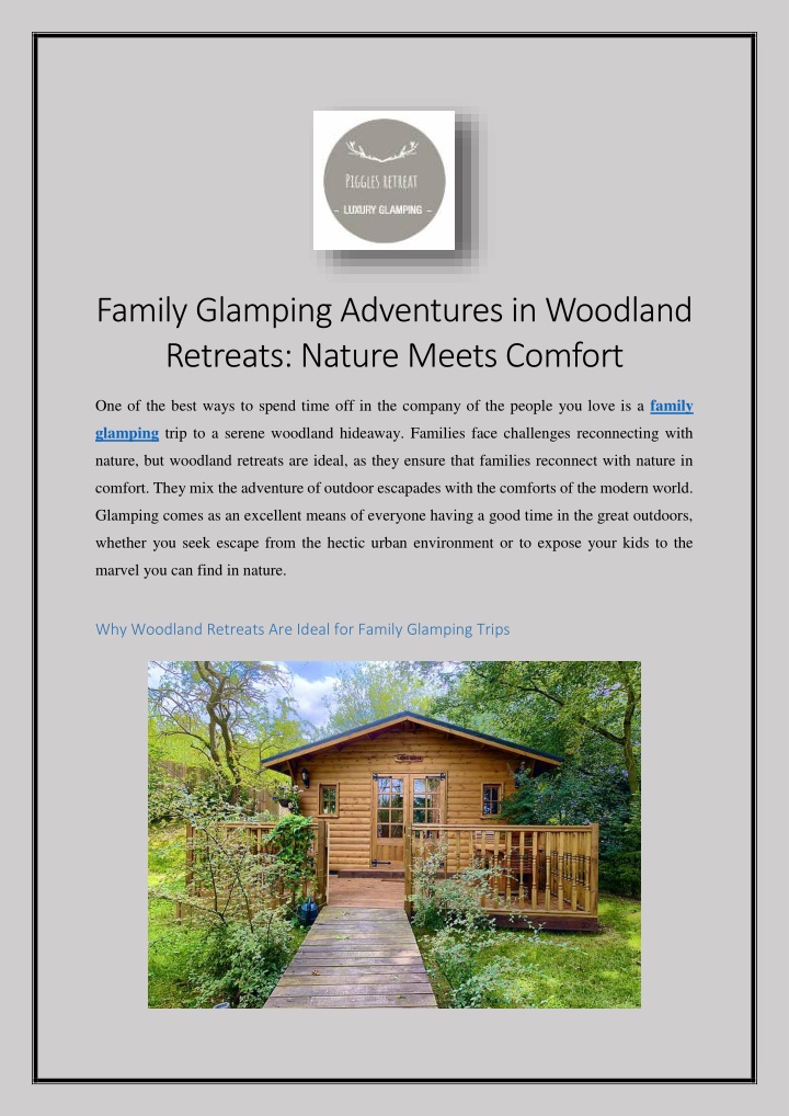PPT - Family Glamping Adventures in Woodland Retreats Nature Meets Comfort PowerPoint Presentation - ID:14501219
