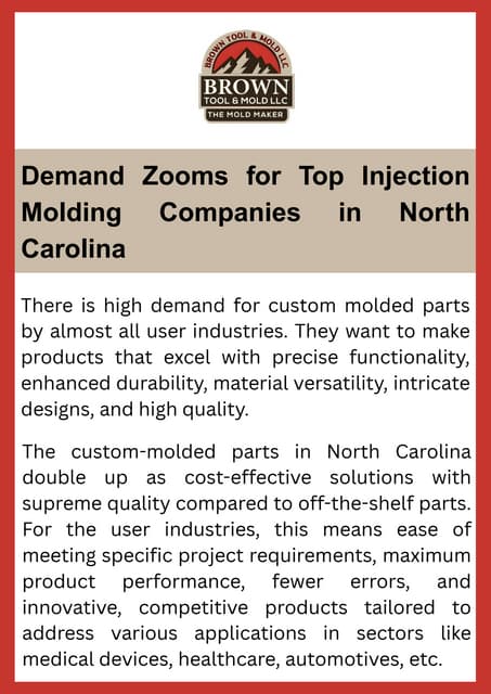 Demand Zooms for Top Injection Molding Companies in North Carolina | PDF