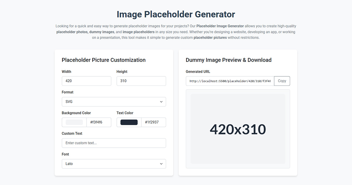 Placeholder Images, Photos, and Pictures Generator | Dummy Images