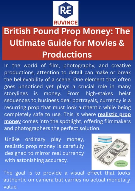 British Pound Prop Money The Ultimate Guide for Movies & Productions | PDF
