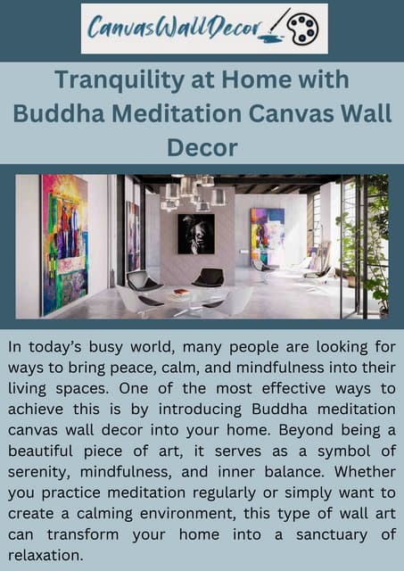 Tranquility at Home with Buddha Meditation Canvas Wall Decor | PDF