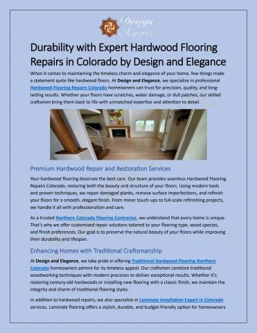 Durability with Expert Hardwood Flooring Repairs in Colorado by Design and Elegance