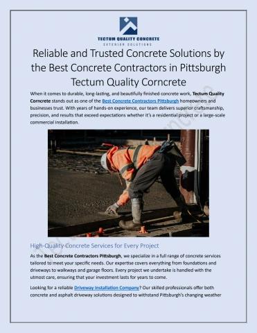 Best Concrete Contractors Pittsburgh By Tectum Quality Corncrete