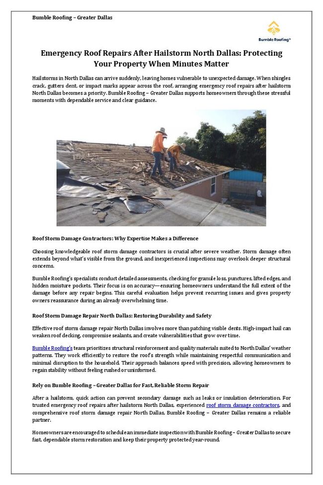 Emergency Roof Repairs After Hailstorm North Dallas - Protecting Your Property When Minutes Matter | PDF Host