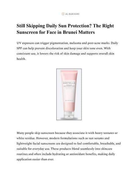 Best Sunscreen for Face in Brunei – Daily Protection & Skin Care | PDF