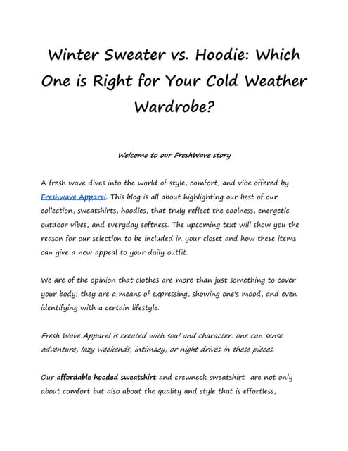 Winter Sweater vs. Hoodie: Which One is Right for Your Cold Weather Wardrobe? | PDF