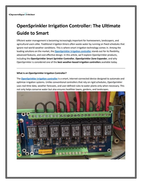 Understanding the OpenSprinkler Zone Expander | PDF