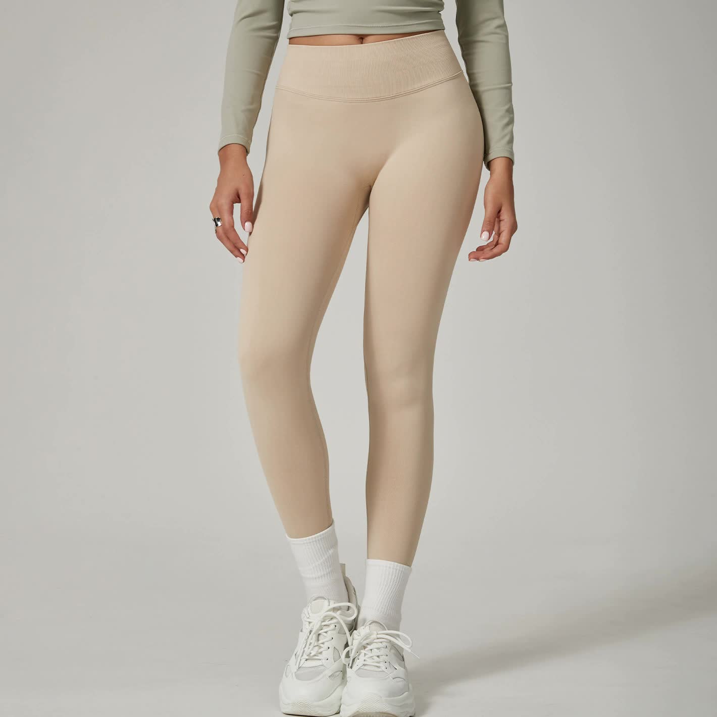 Khaki Yoga Leggings High Waisted | Size S | SwayFit