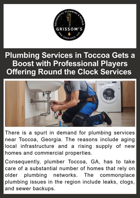 Plumbing Services in Toccoa Gets a Boost with Professional Players Offering Round the Clock Services .pdf
