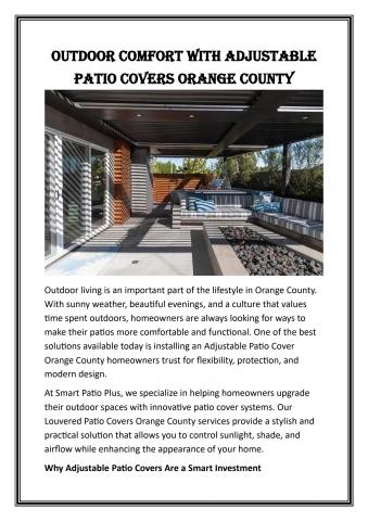 Outdoor Comfort with Adjustable Patio Covers Orange County