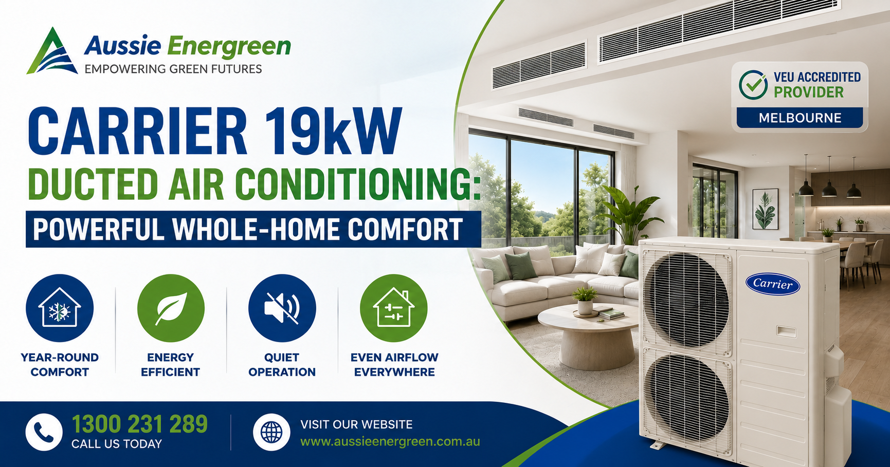 Carrier 19kW Ducted Air Conditioning | Whole-Home Comfort