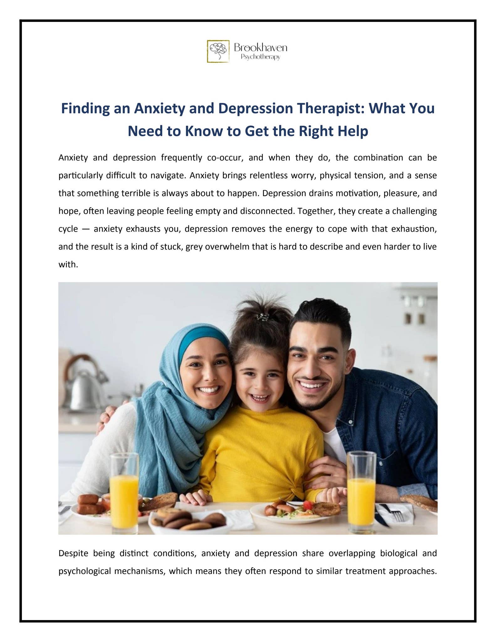 Finding an Anxiety and Depression Therapist: What You Need to Know to Get the Right Help by Brookhaven Psychotherapy - Issuu