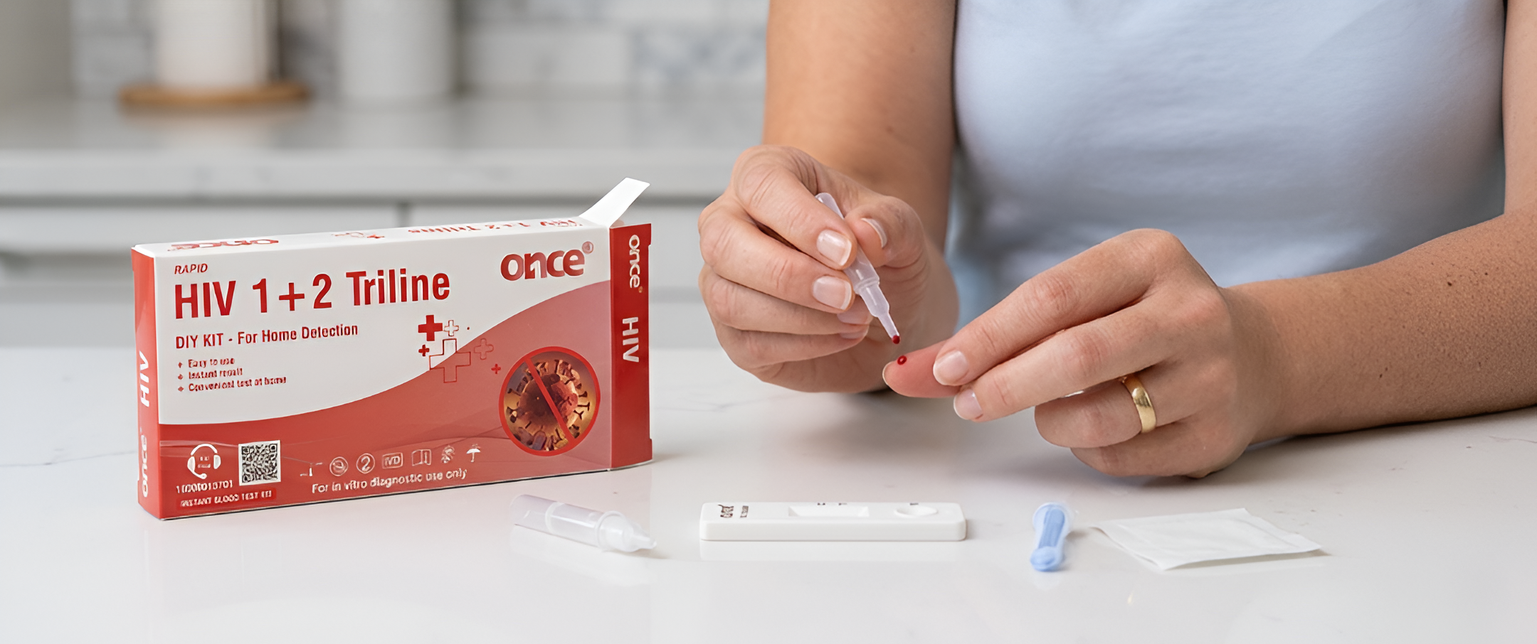 HIV Test Kit at Home Once Rapid HIV 1+2 Triline | Stergic