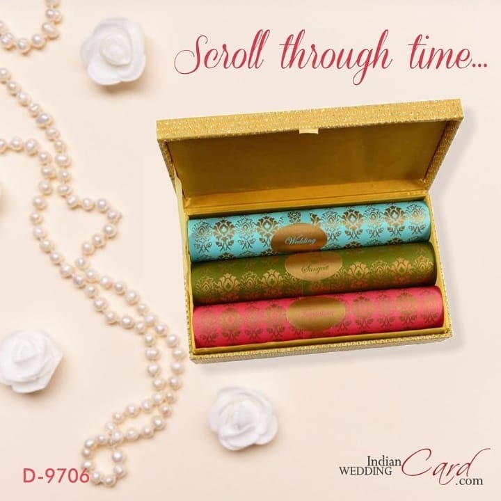 Timeless Styles of Scroll Wedding Cards that add class to your invite | Indian Wedding Card's Blog