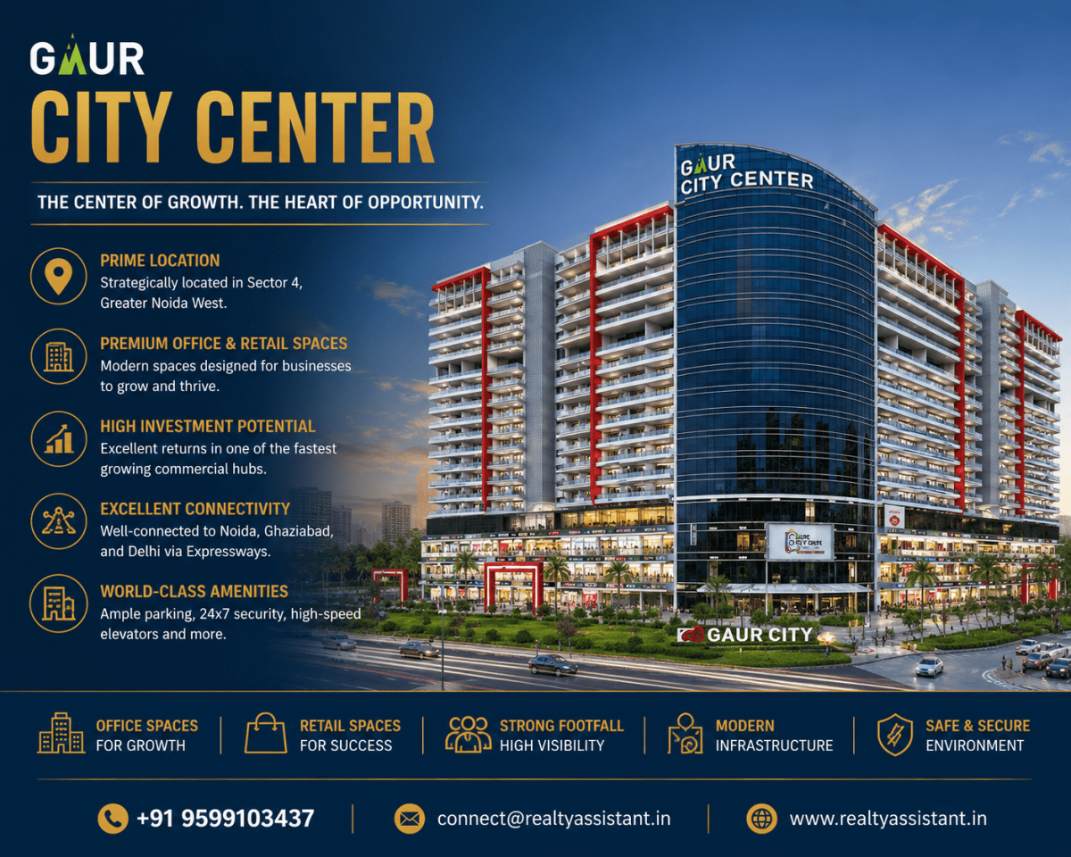 Gaur City Center: The New Face of Commercial Development in NCR – Realty Assistant