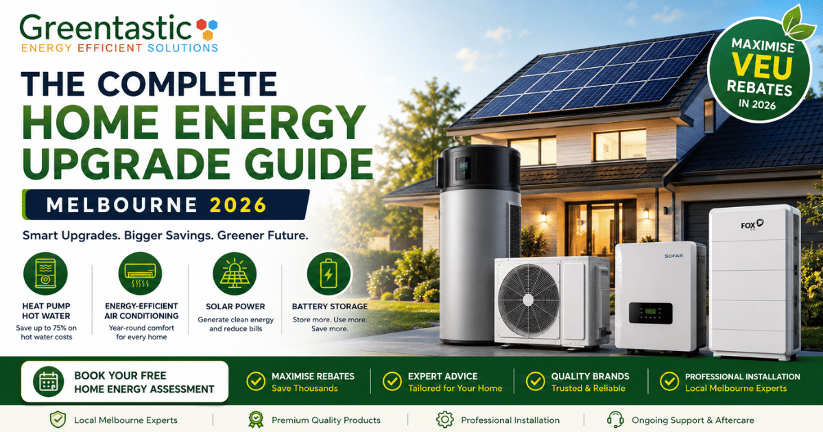 Home Energy Upgrade Guide Melbourne 2026 | Solar, Heat Pumps & Batteries