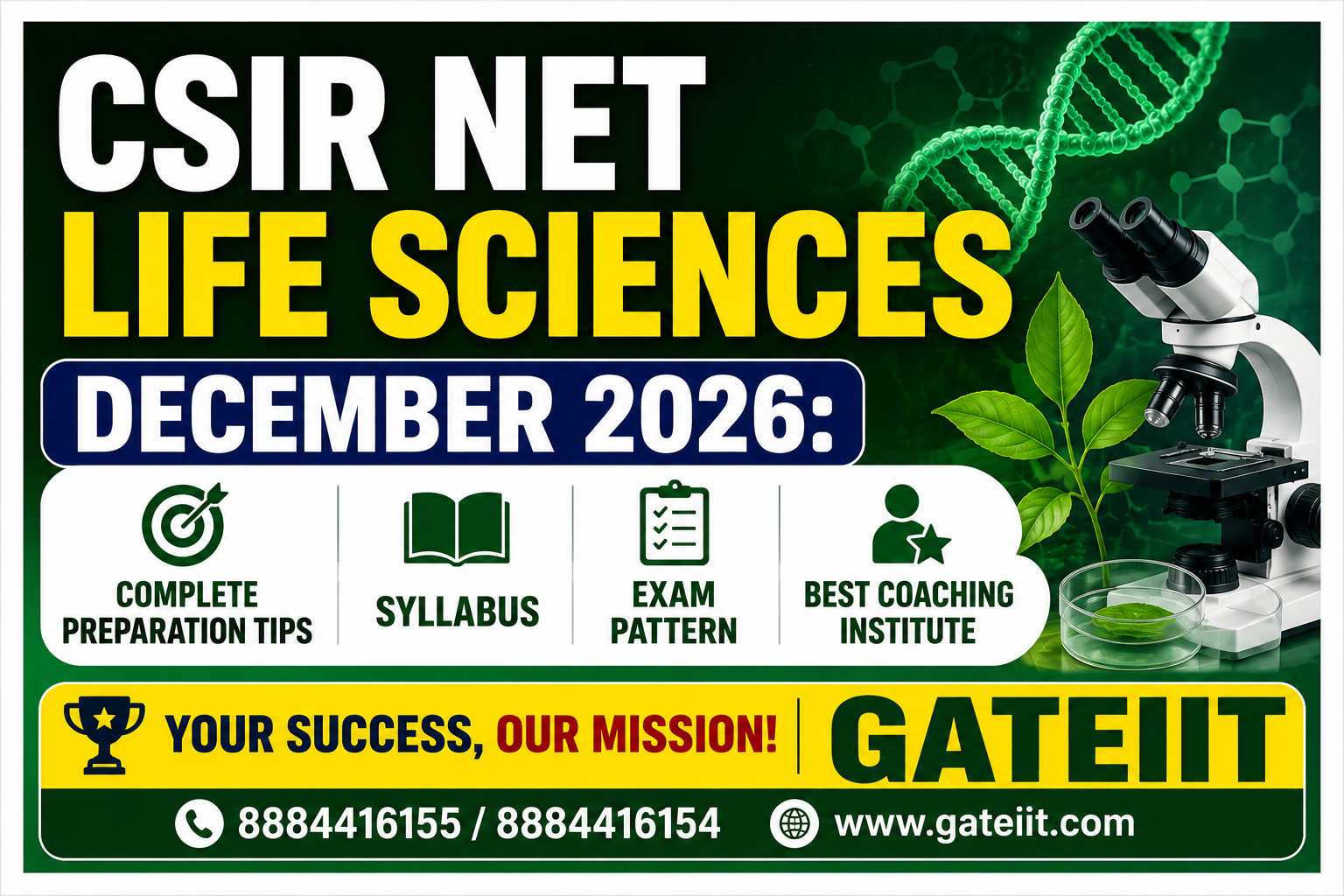 CSIR NET Life Sciences December 2026: Complete Preparation Tips, Syllabus, Exam Pattern & Best Coaching Institute – GATEIIT