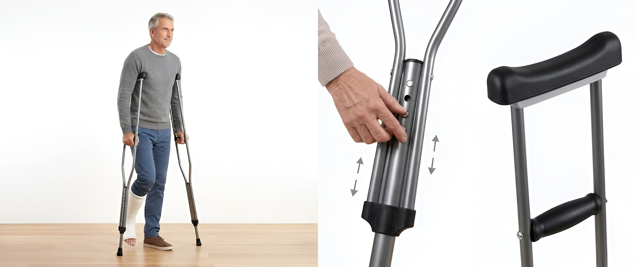 Adjustable Underarm Auxiliary Crutches for Adults & Seniors  – Stergic