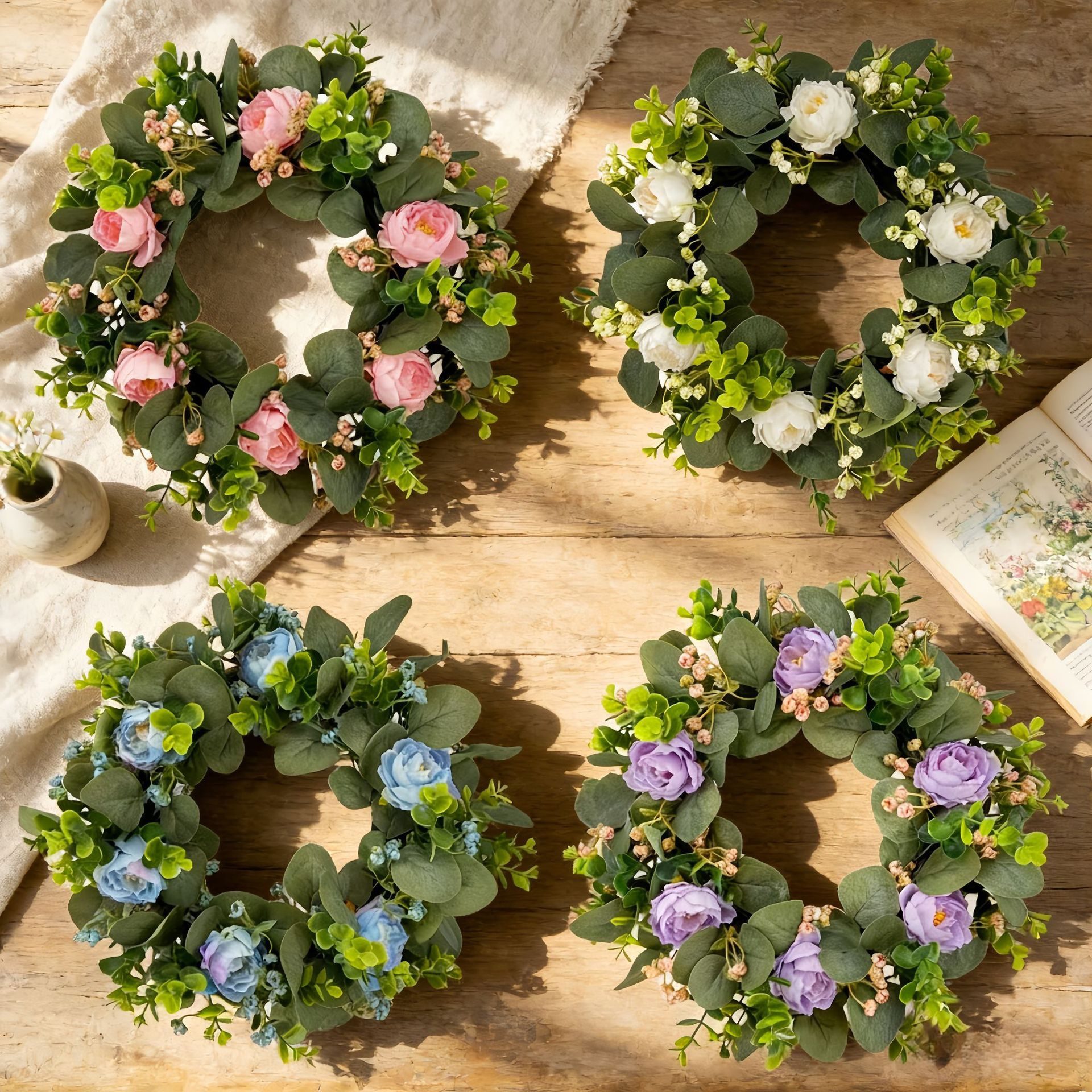 2026 Eucalyptus Wreath with Money Leaves, Nordic Artificial Eucalyptus Wall Hanging, Home Living Room & Wedding Decor – cabinetwreaths.com