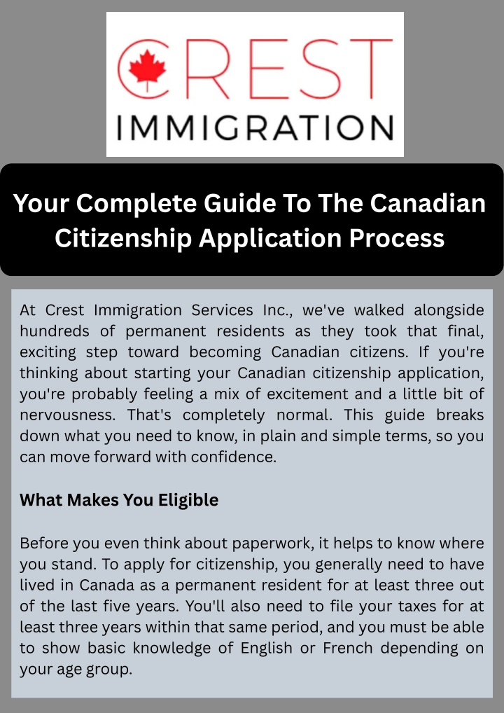 PPT - Your Complete Guide To The Canadian Citizenship Application Process PowerPoint Presentation - ID:14878334