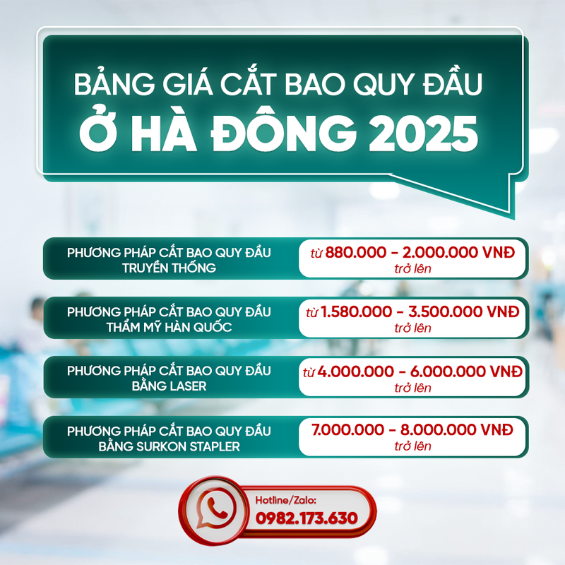 Bảng Giá Cắt Bao Quy Đầu Ở Hà Đông Mới Nhất Hiện Nay