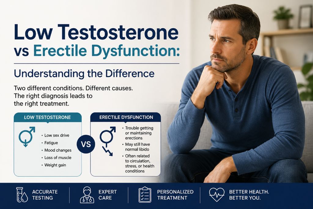 Low Testosterone vs Erectile Dysfunction: Key Differences