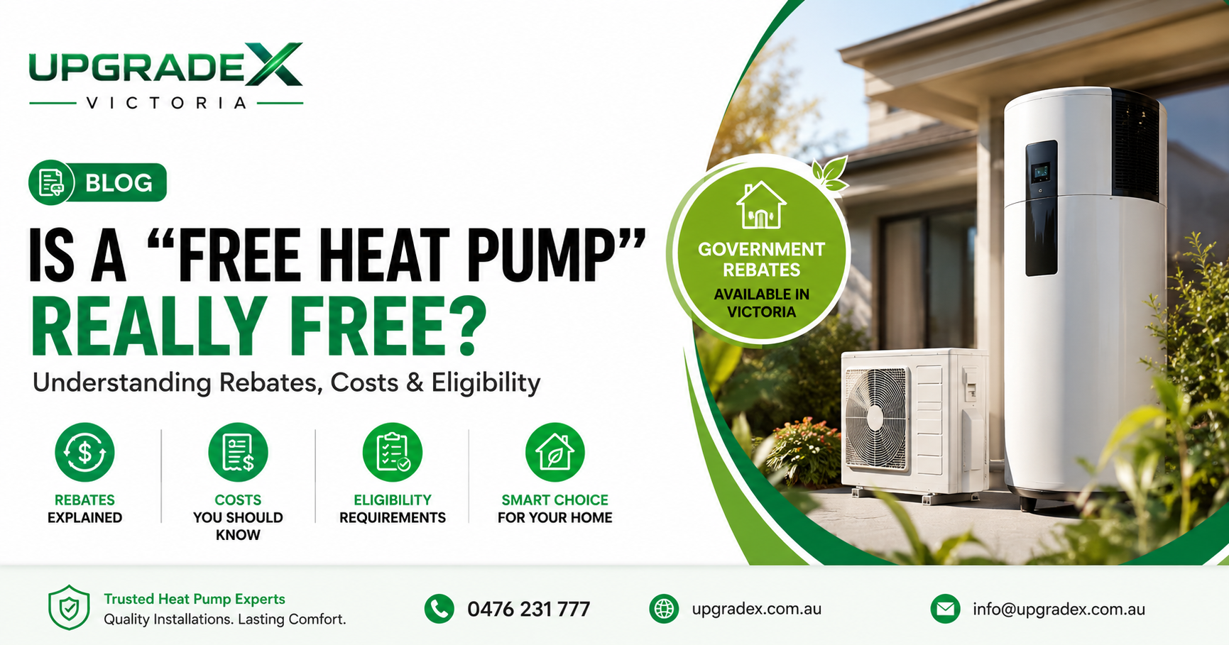 Free Heat Pump Victoria? Rebates, Costs & Eligibility | UpgradeX