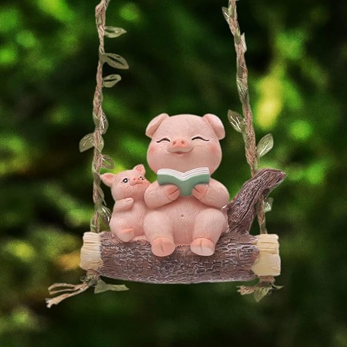 Hanging Mother & Baby Pig Figurine - Unipeg Decor