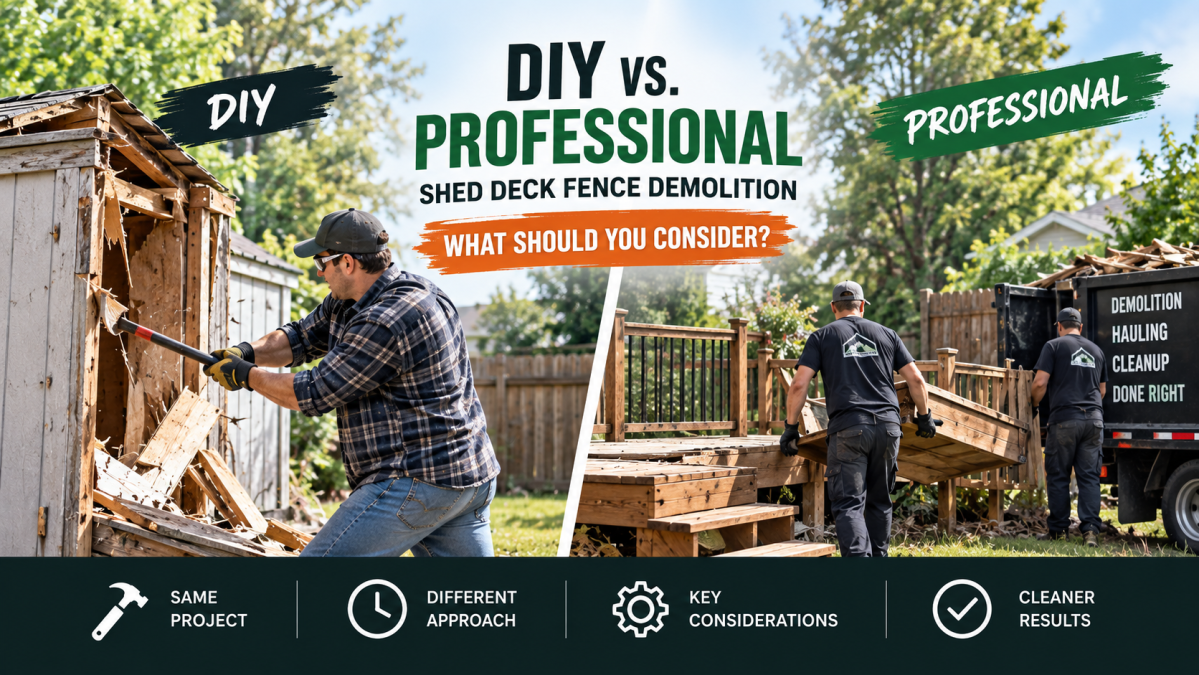 DIY vs. Professional Shed Deck Fence Demolition: What Should You Consider?