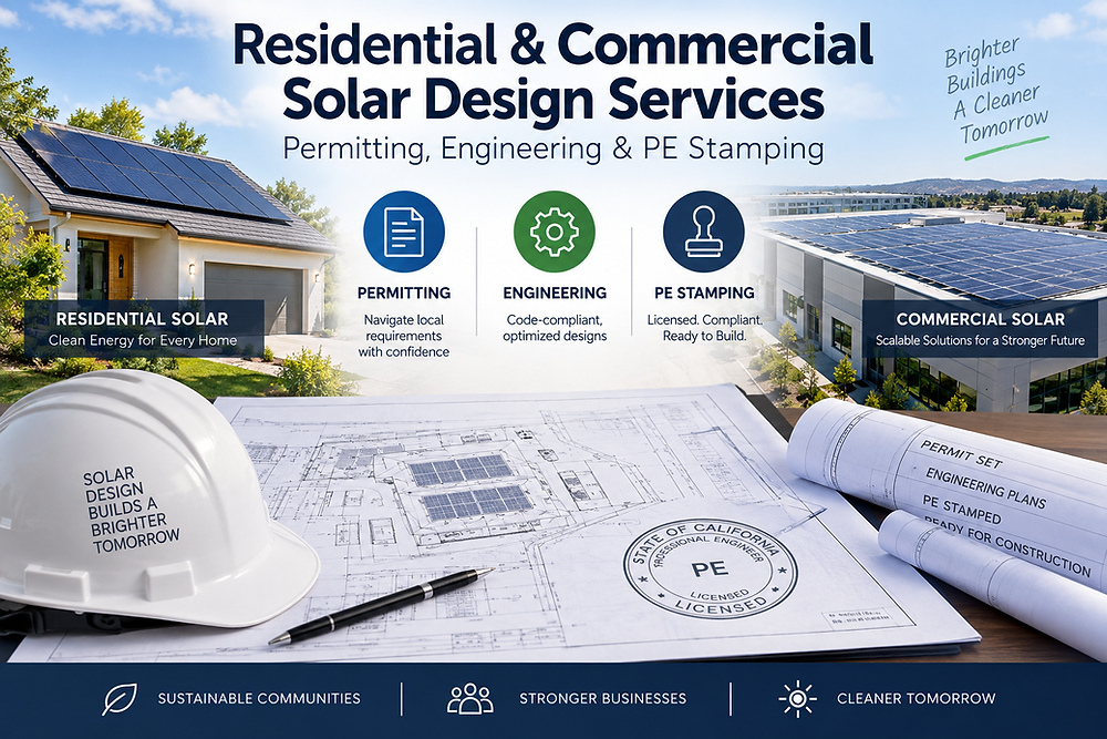 Residential s Commercial Solar Design Services: Permitting, Engineering s PE Stamping