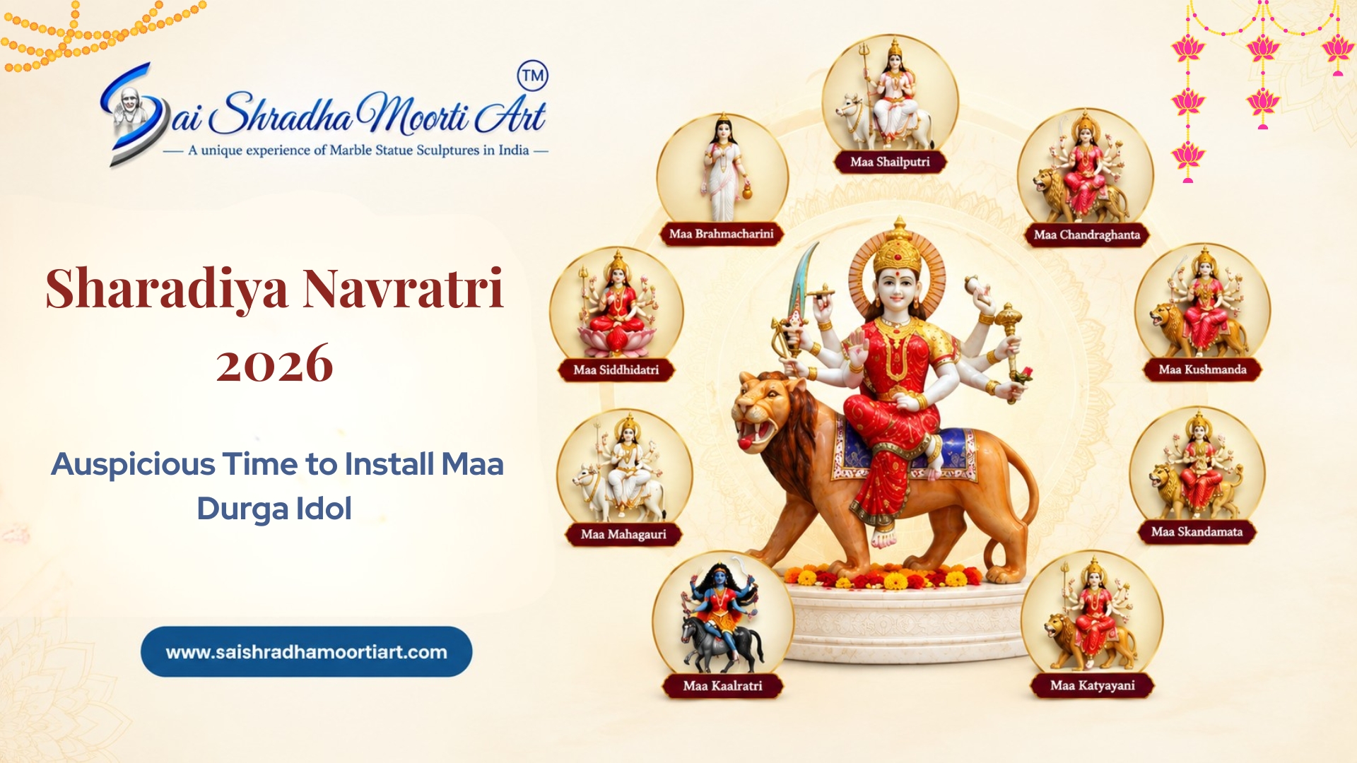 Sharadiya Navratri 2026: Auspicious Time to Install Maa Durga Idol – Sai Shradha Moorti Art